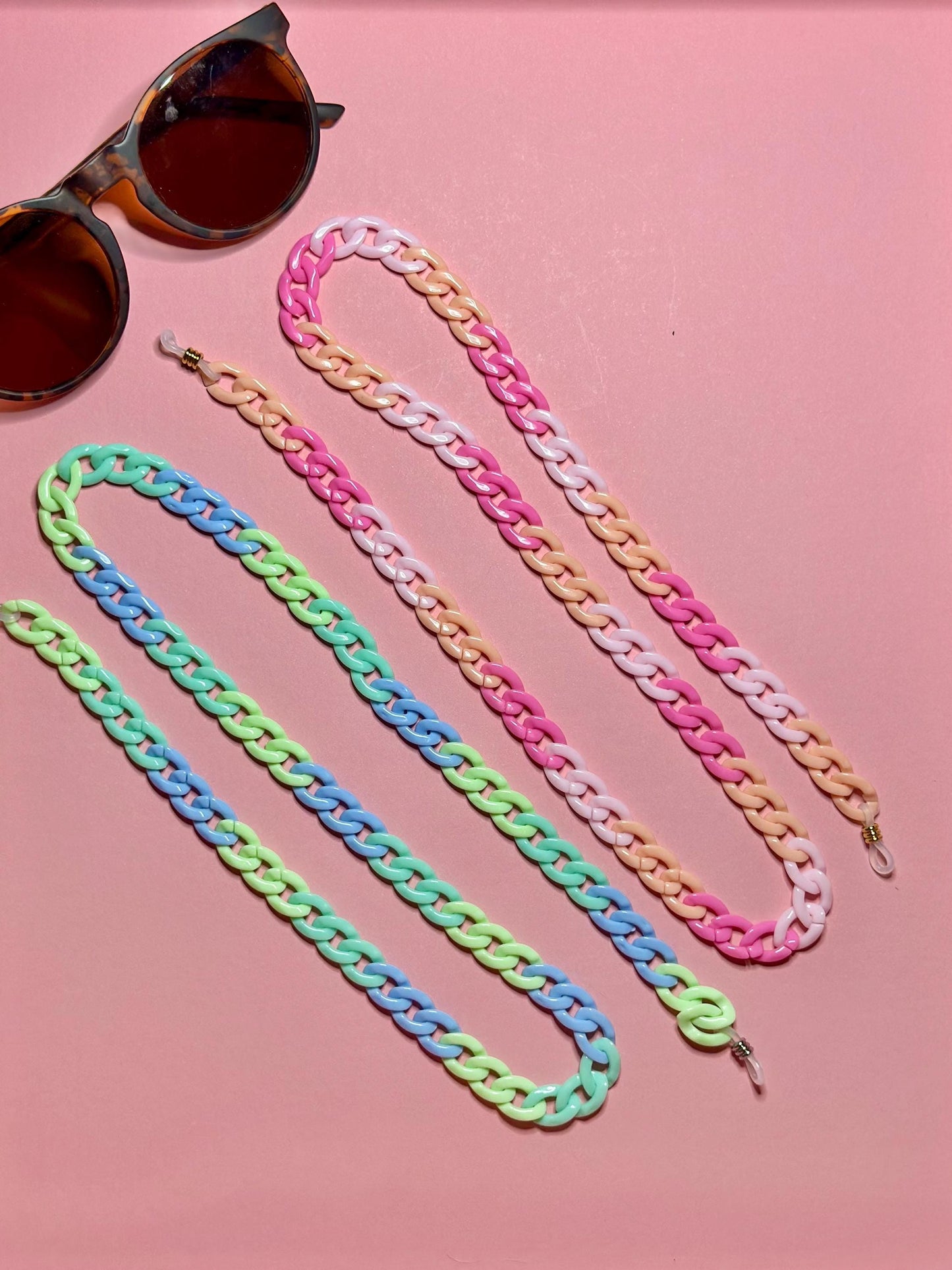 Ombré Acrylic Sunglasses Chain: Chunky Pastel Glasses Holder, Maximalist Style
