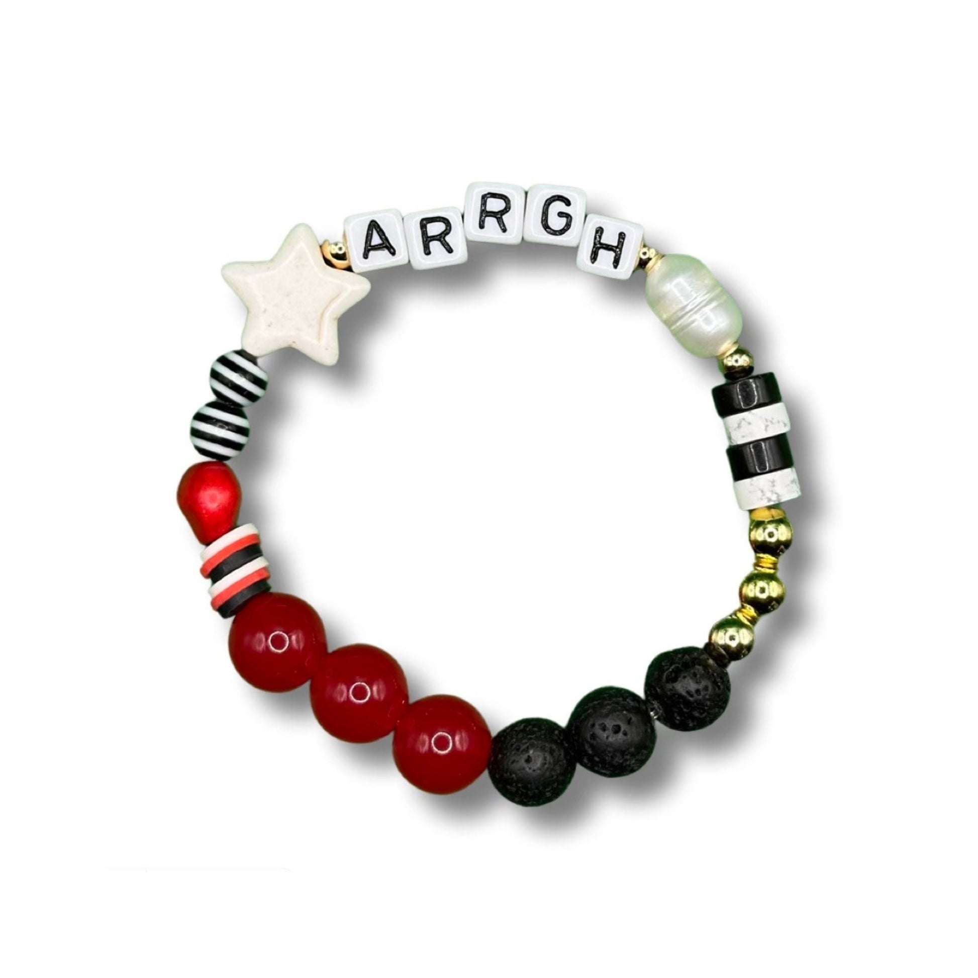 Gasparilla Pirate Festival Beaded Bracelet: Skull & Pearl Kandi Jewelry