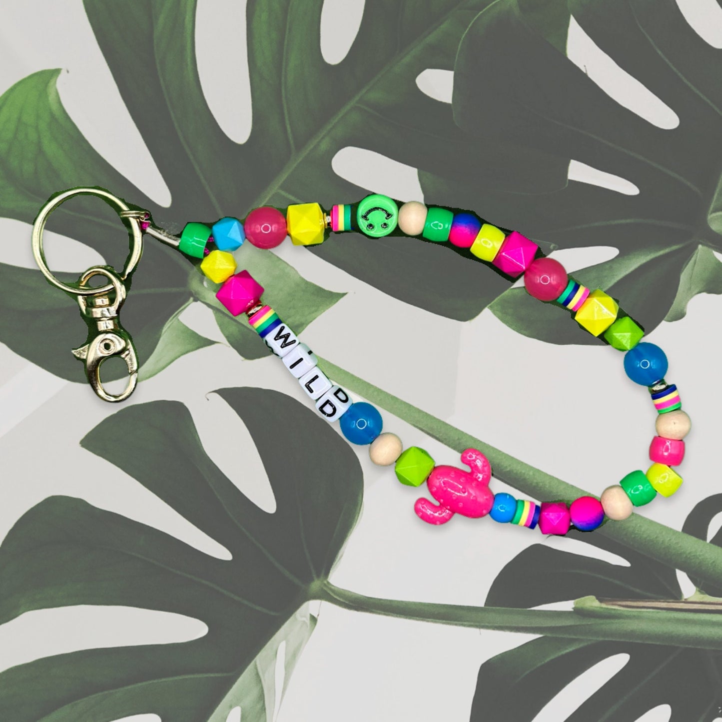 Beaded outdoorsy keychain | adventure purse charm | trendy y2k, 90s aesthetic | cute colorful accessory with gold clasp