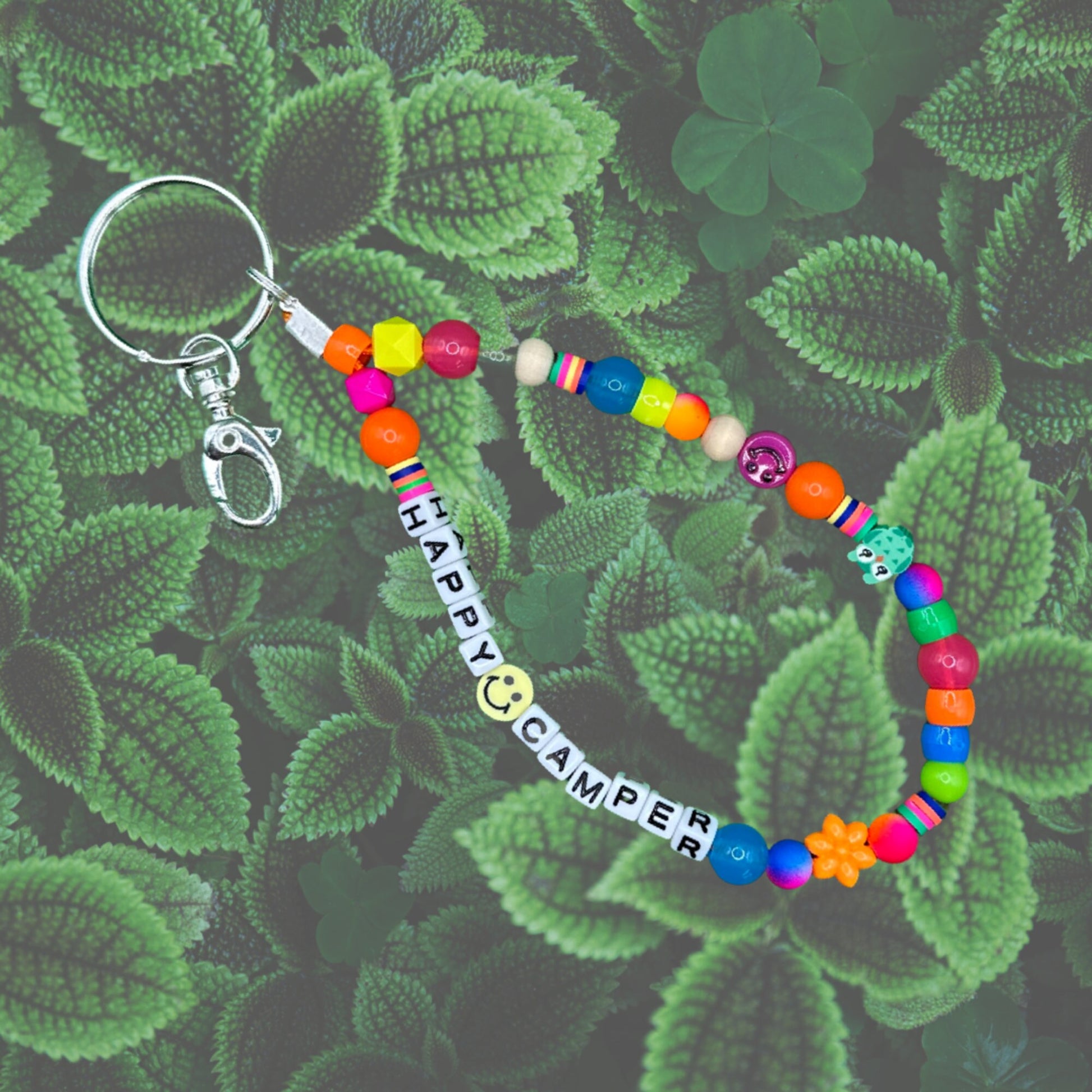 Beaded outdoorsy keychain | adventure purse charm | trendy y2k, 90s aesthetic | cute colorful accessory with gold clasp