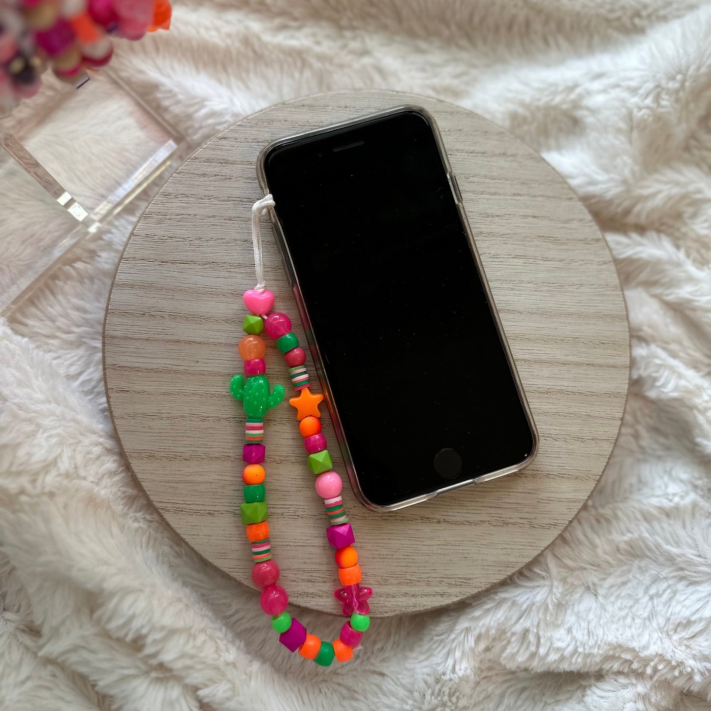 Cactus Beaded Phone Charm, Y2K Cellphone Strap
