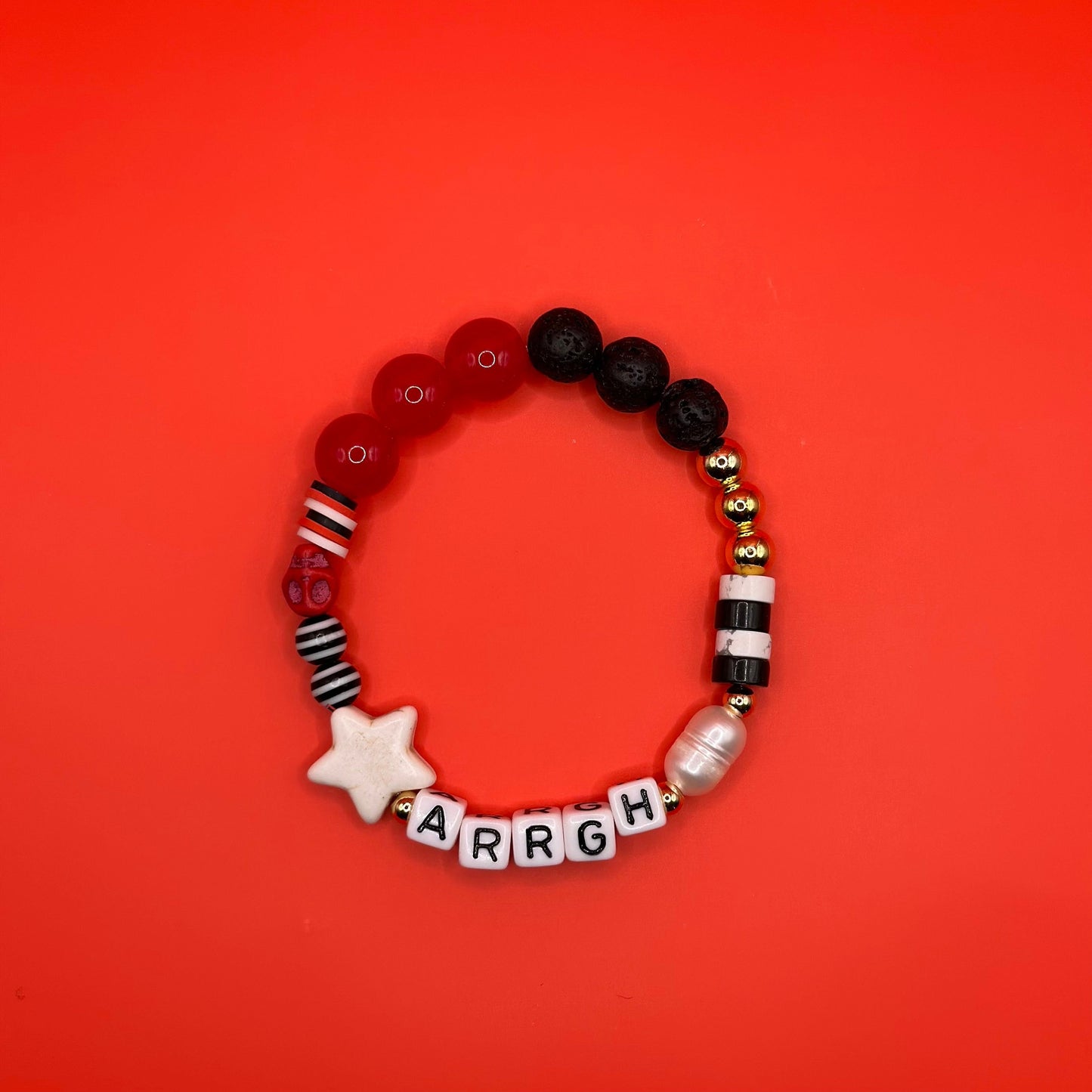 Gasparilla Pirate Festival Beaded Bracelet: Skull & Pearl Kandi Jewelry