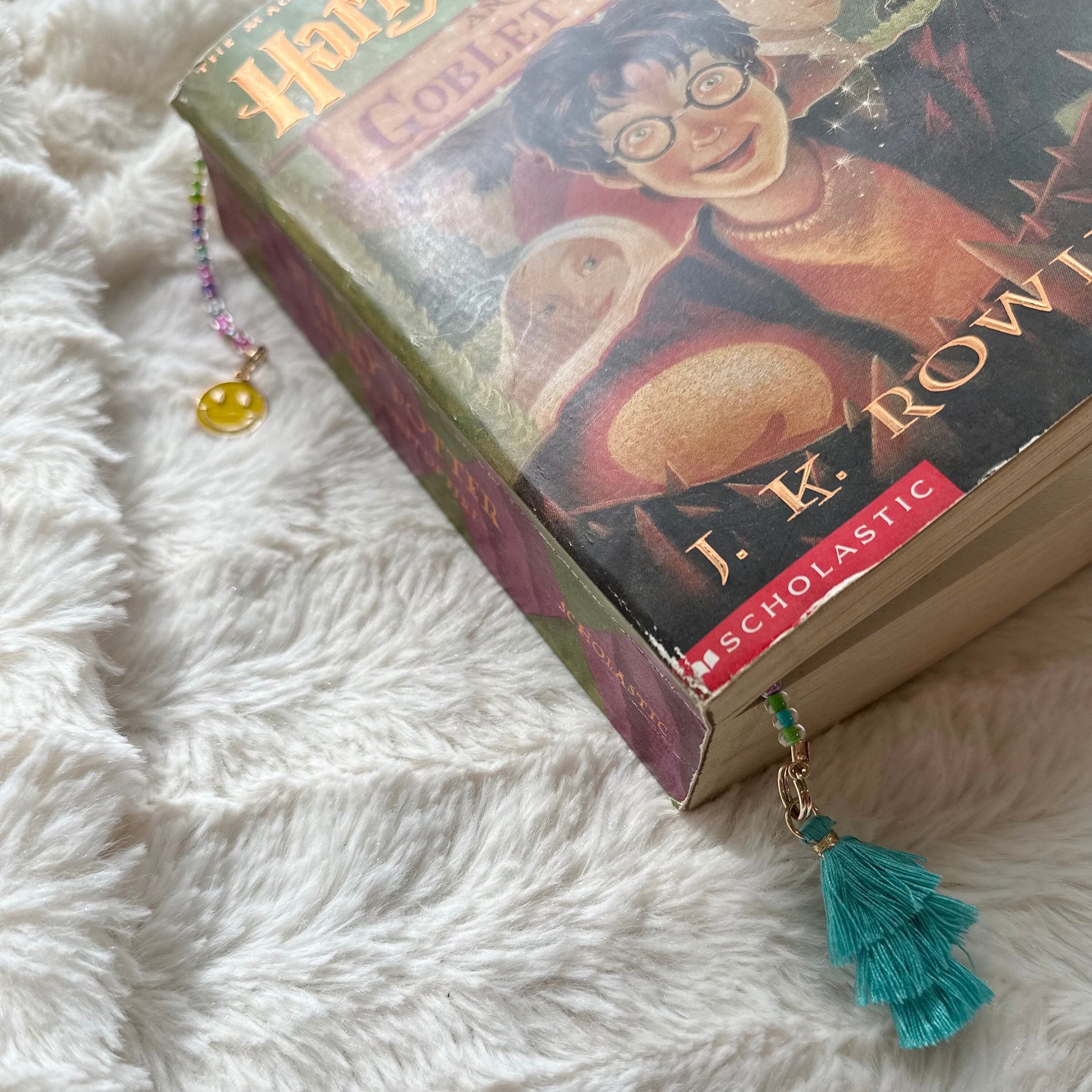 Custom Beaded Bookmark, Smiley Face Charm, Tassel, Gift for Reader, Book Lover Charm