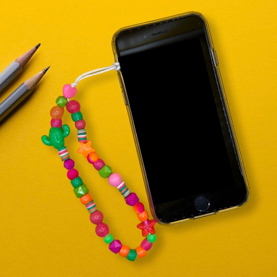 Cactus Beaded Phone Charm, Y2K Cellphone Strap