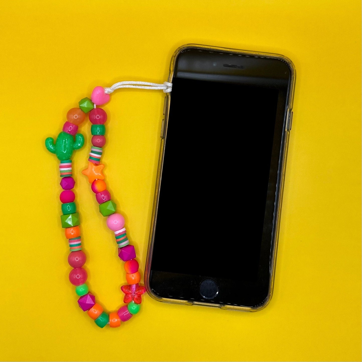 Cactus Beaded Phone Charm, Y2K Cellphone Strap