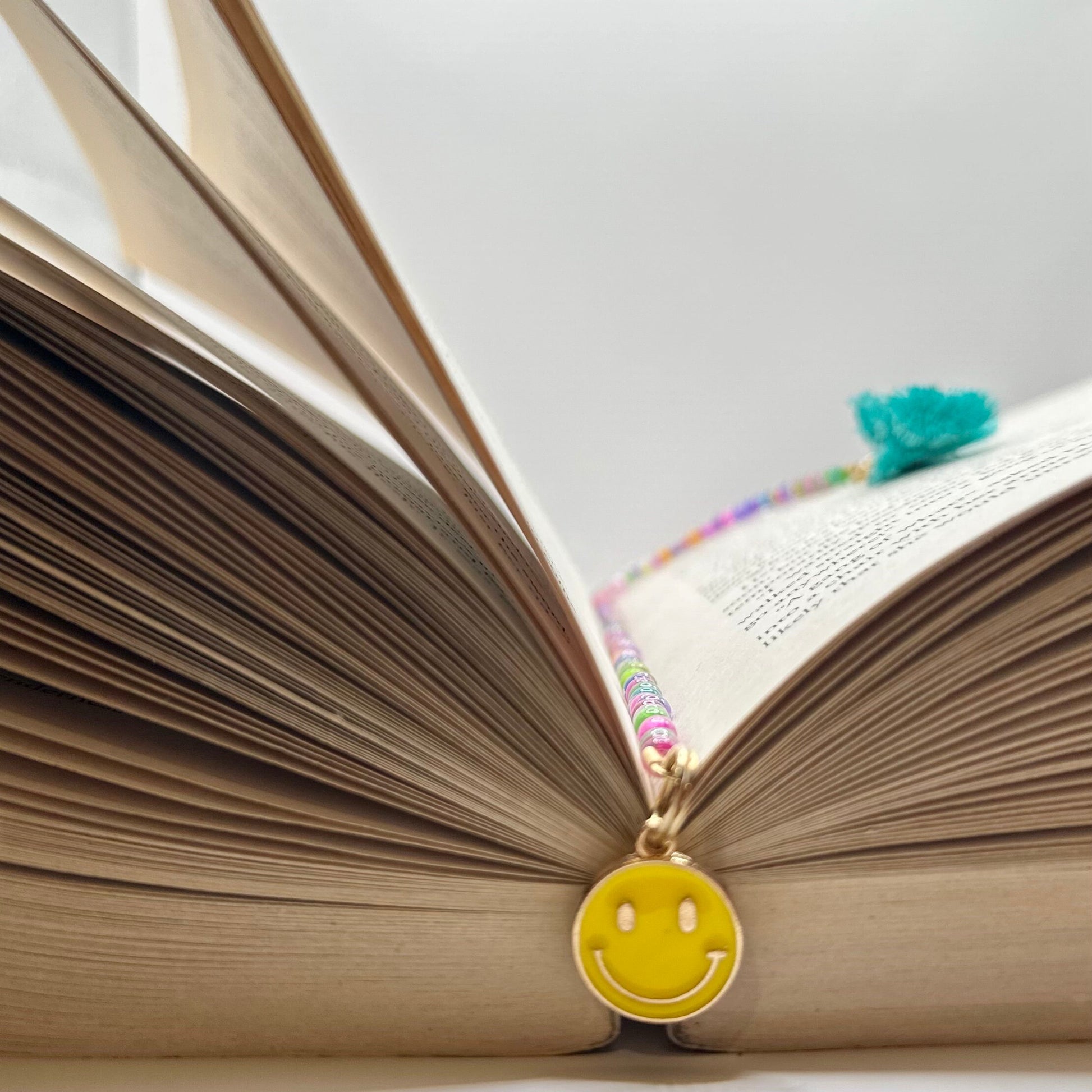 Custom Beaded Bookmark, Smiley Face Charm, Tassel, Gift for Reader, Book Lover Charm