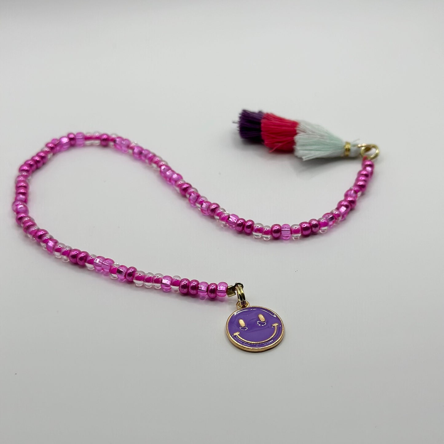 Custom Beaded Bookmark, Smiley Face Charm, Tassel, Gift for Reader, Book Lover Charm