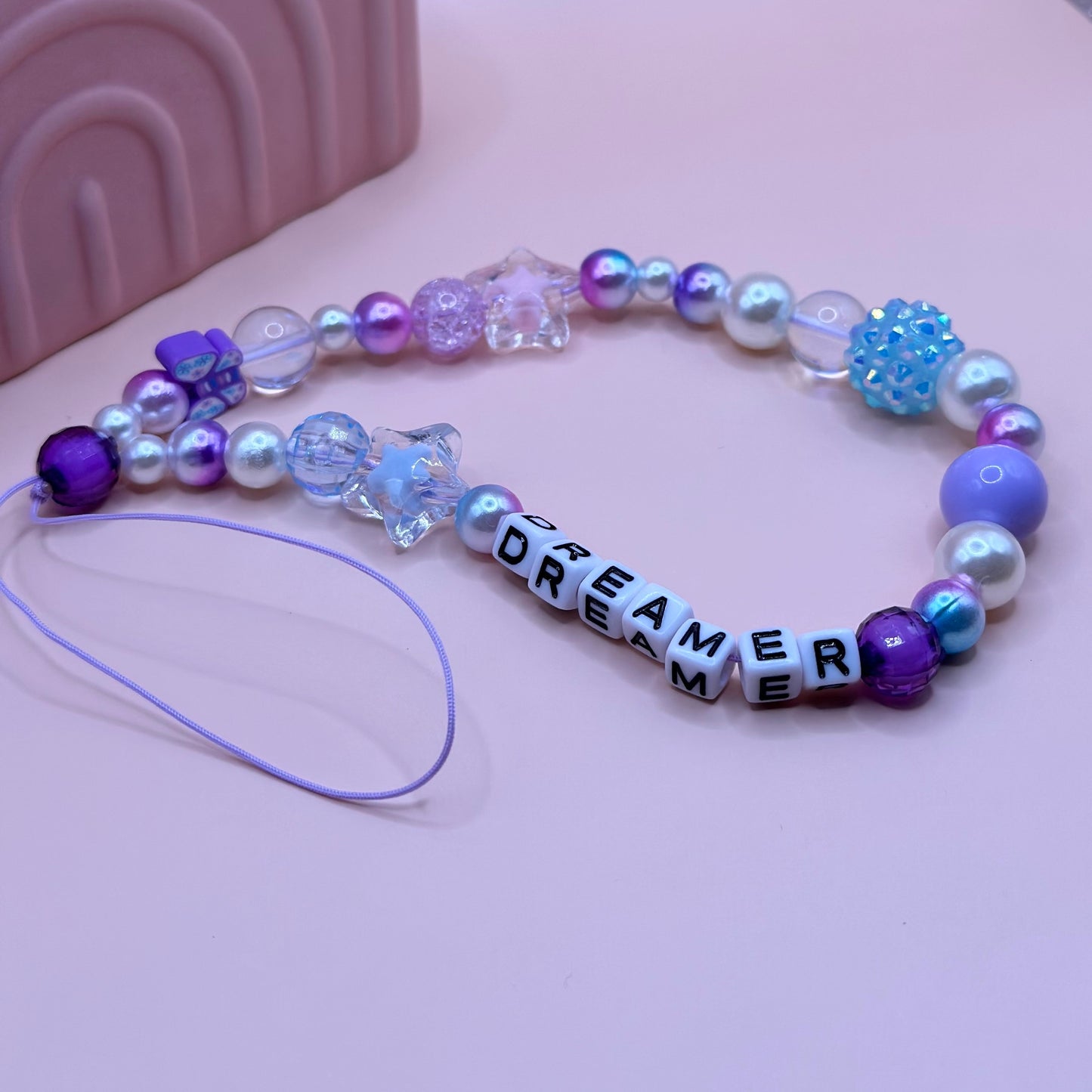 Dreamer Beaded Phone Charm Strap, Y2K Kawaii Cellphone Accessory