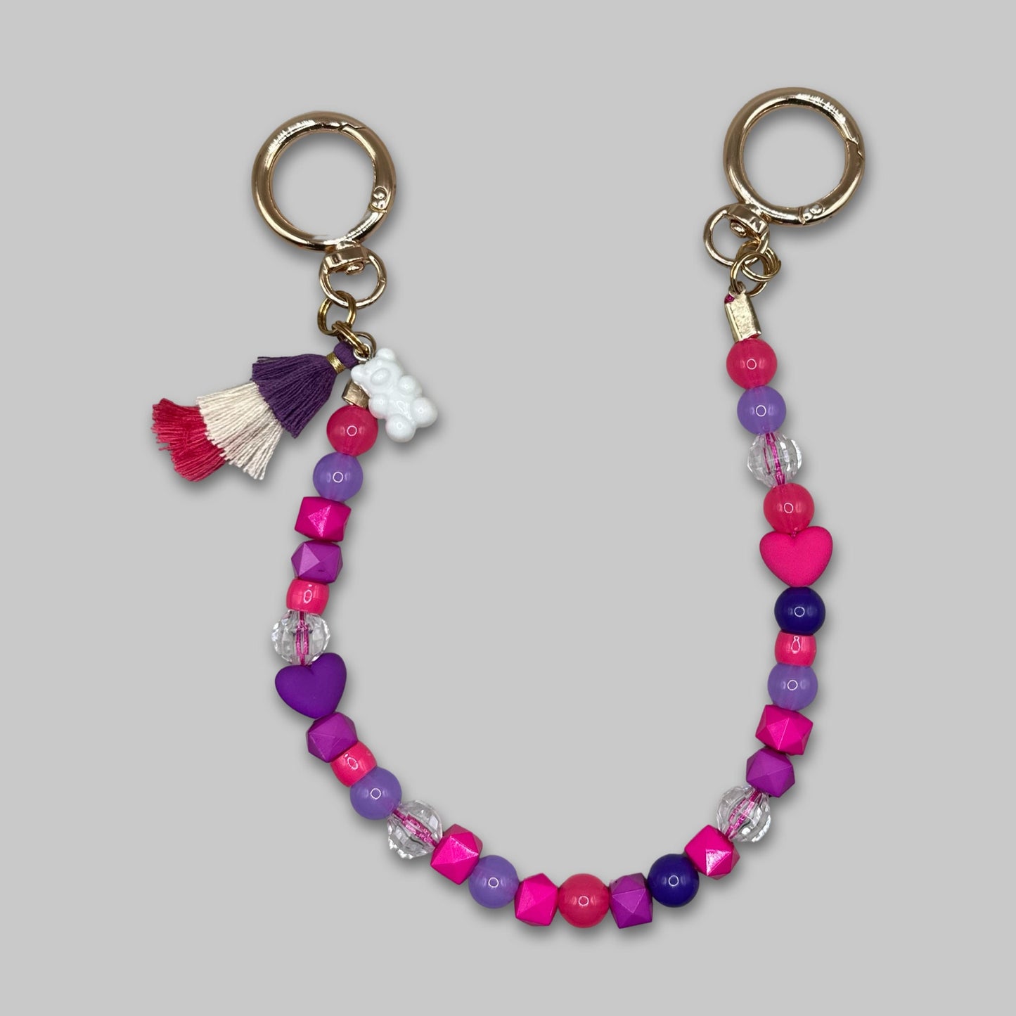 Beaded Purse Charm: Pink Purple Y2K Style Bag Jewelry