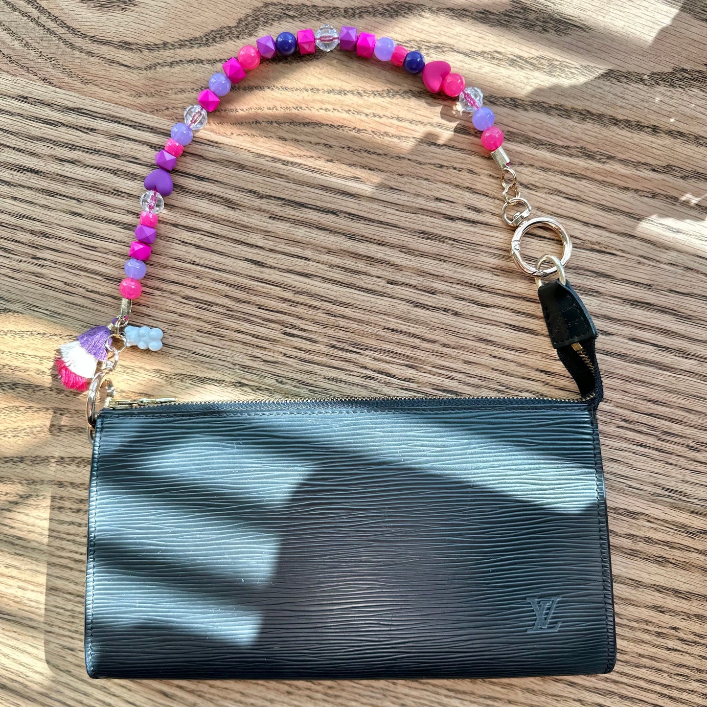Beaded Purse Charm: Pink Purple Y2K Style Bag Jewelry