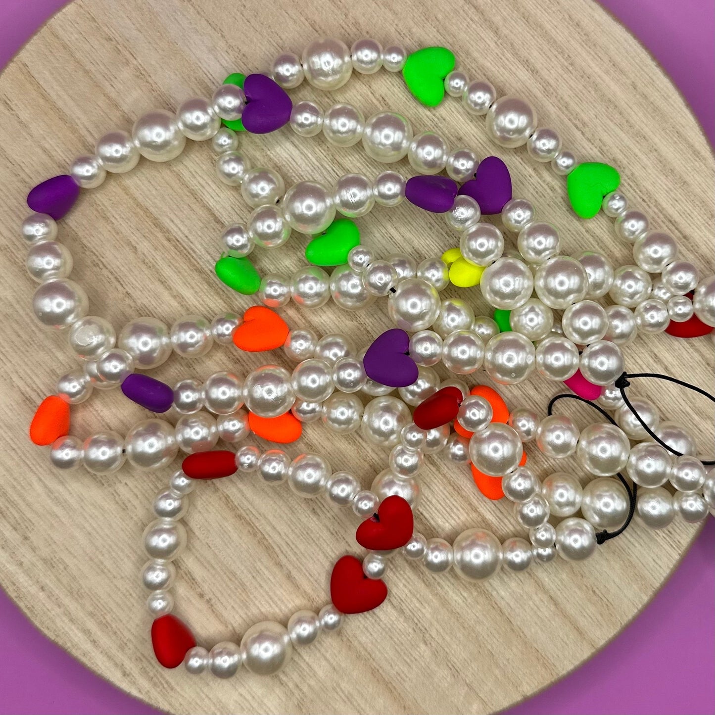 Pearls and Hearts Beaded Phone Charm, Y2K Cellphone Strap