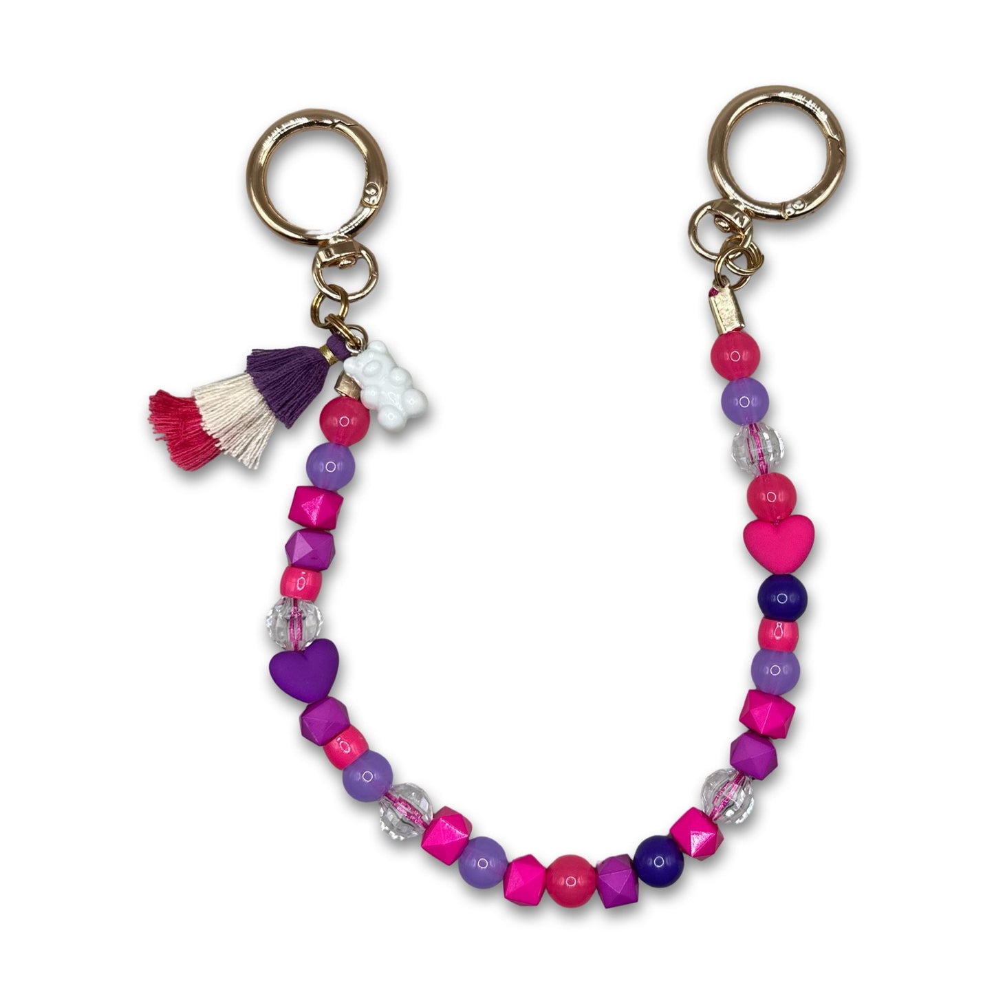 Beaded Purse Charm: Pink Purple Y2K Style Bag Jewelry