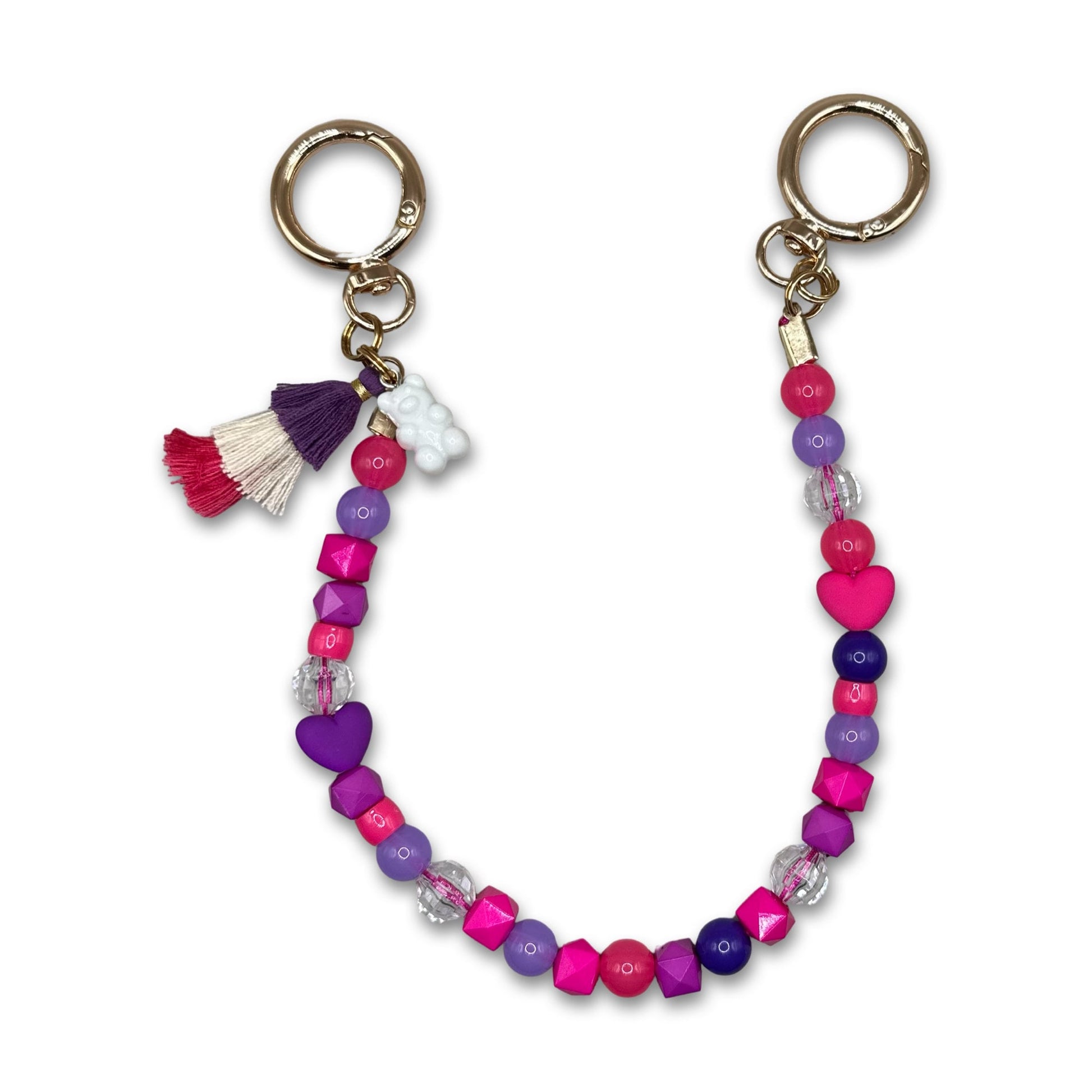 Beaded Purse Charm: Pink Purple Y2K Style Bag Jewelry