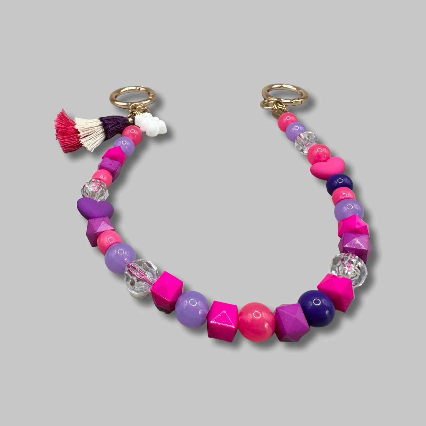 Beaded Purse Charm: Pink Purple Y2K Style Bag Jewelry