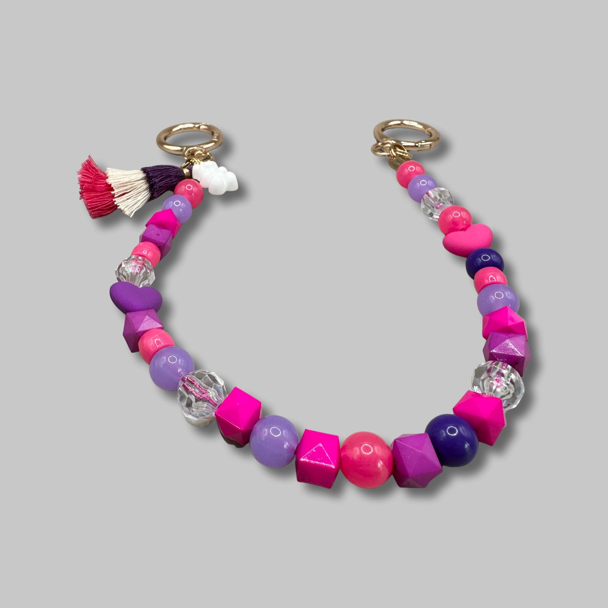 Beaded Purse Charm: Pink Purple Y2K Style Bag Jewelry