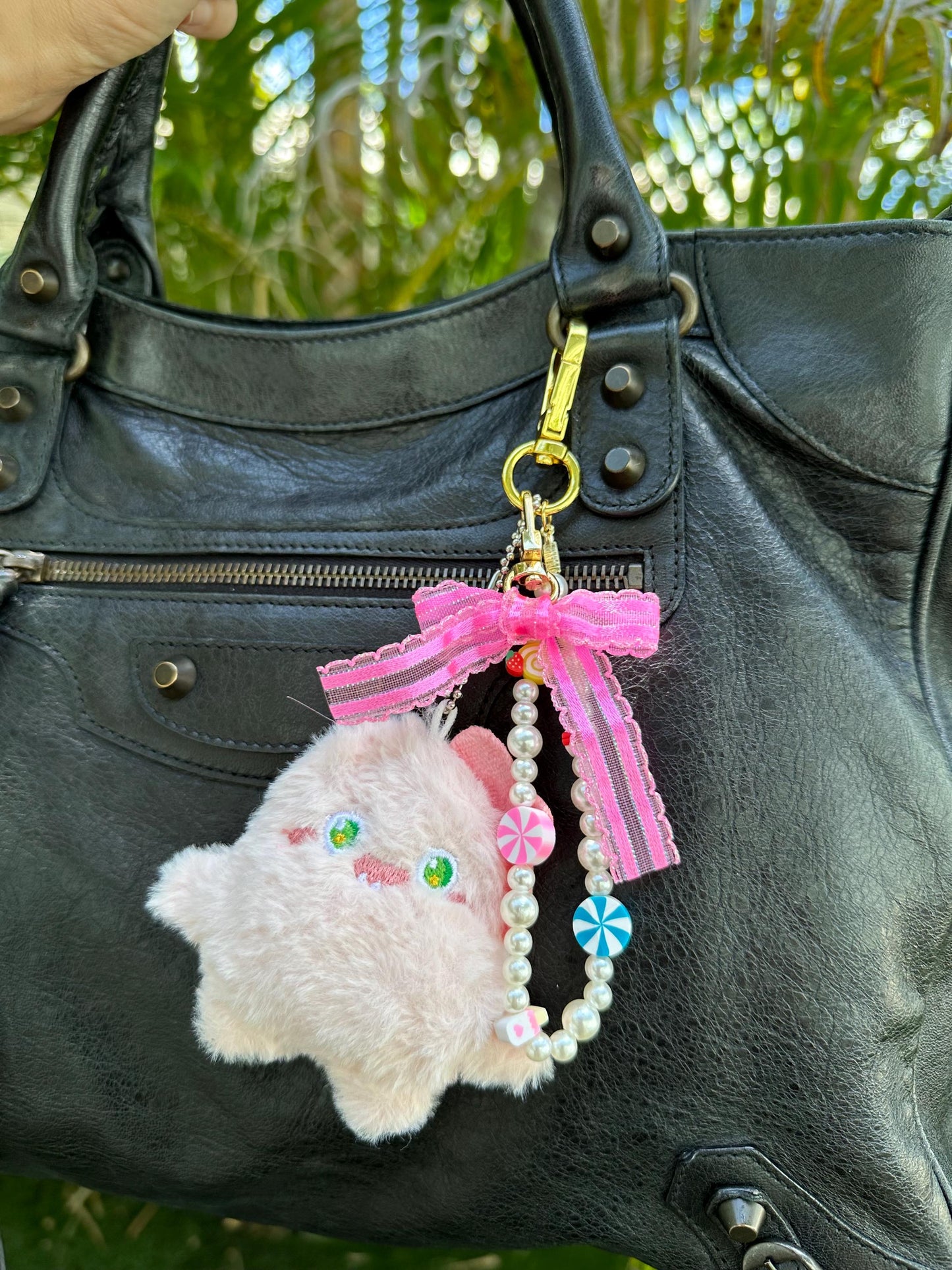 Pastel candy monster purse charms - Cute keychain plush for trendy y2k style, 90s aesthetic | Kawaii purse jewelry | Fuzzy book bag charm