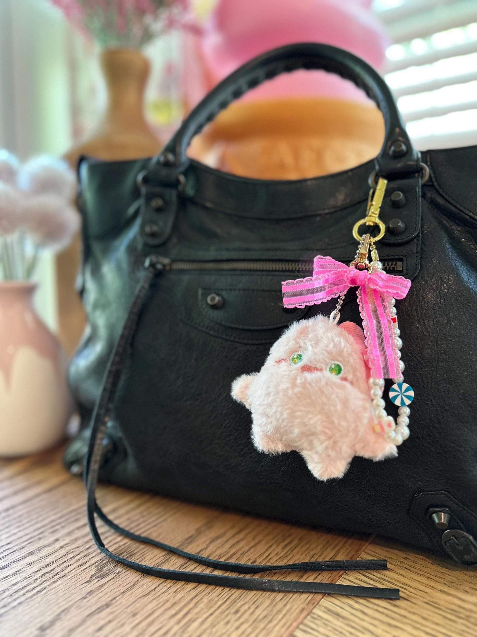 Pastel candy monster purse charms - Cute keychain plush for trendy y2k style, 90s aesthetic | Kawaii purse jewelry | Fuzzy book bag charm