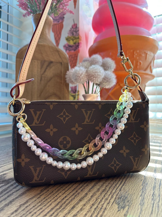 Rainbow Pearl Beaded Purse Charm: Y2K Purse Strap