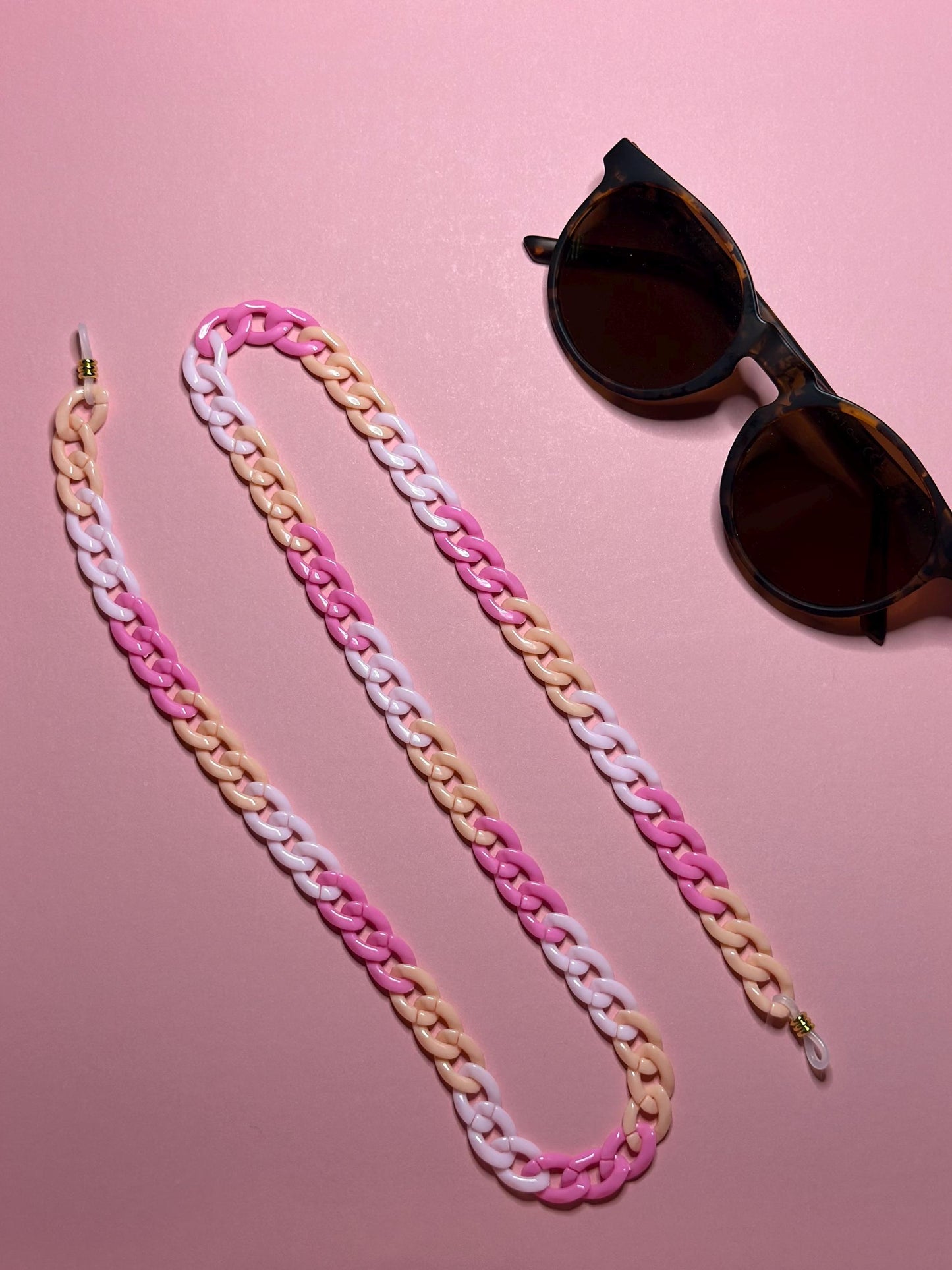 Ombré Acrylic Sunglasses Chain: Chunky Pastel Glasses Holder, Maximalist Style