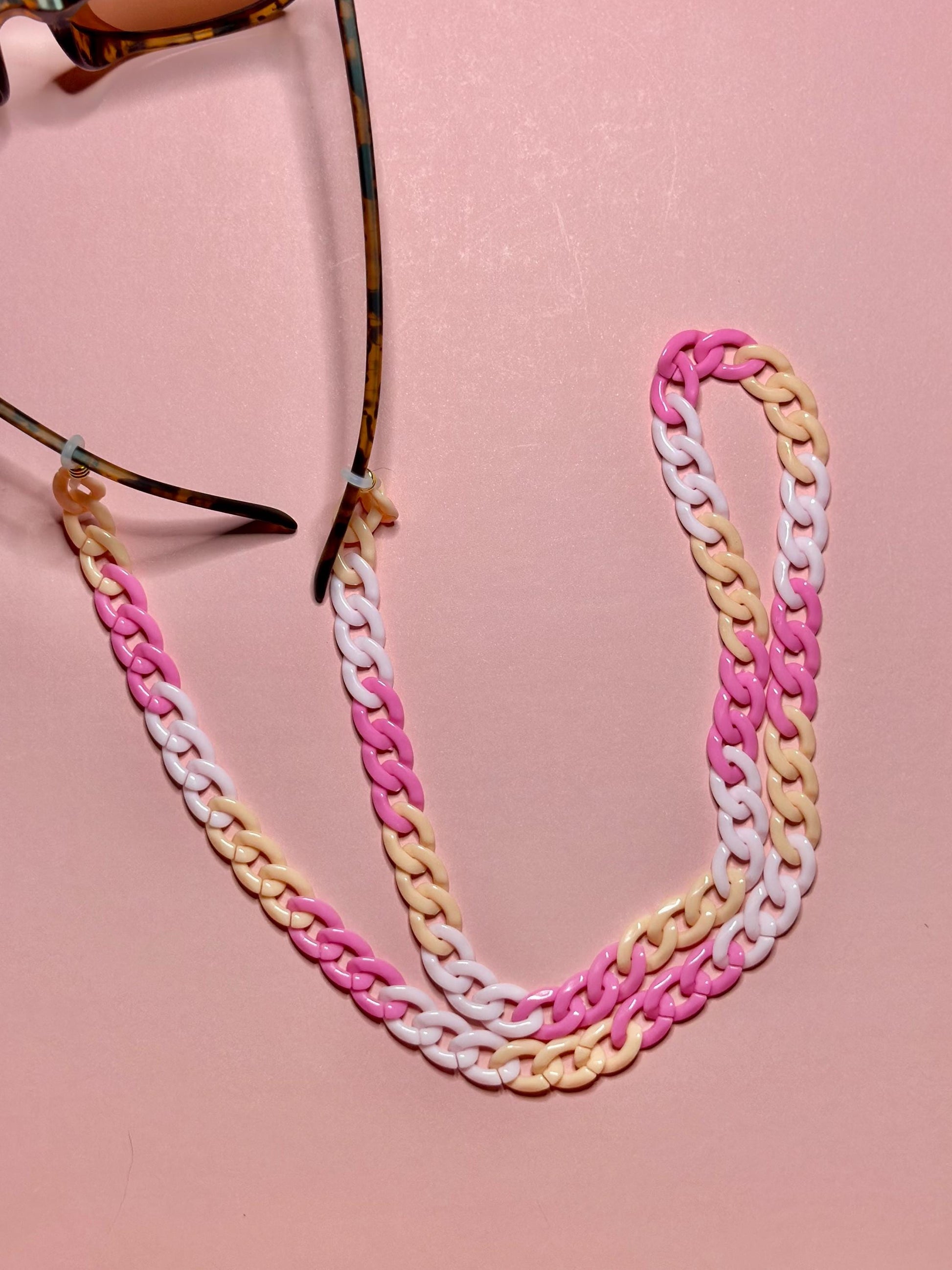 Ombré Acrylic Sunglasses Chain: Chunky Pastel Glasses Holder, Maximalist Style