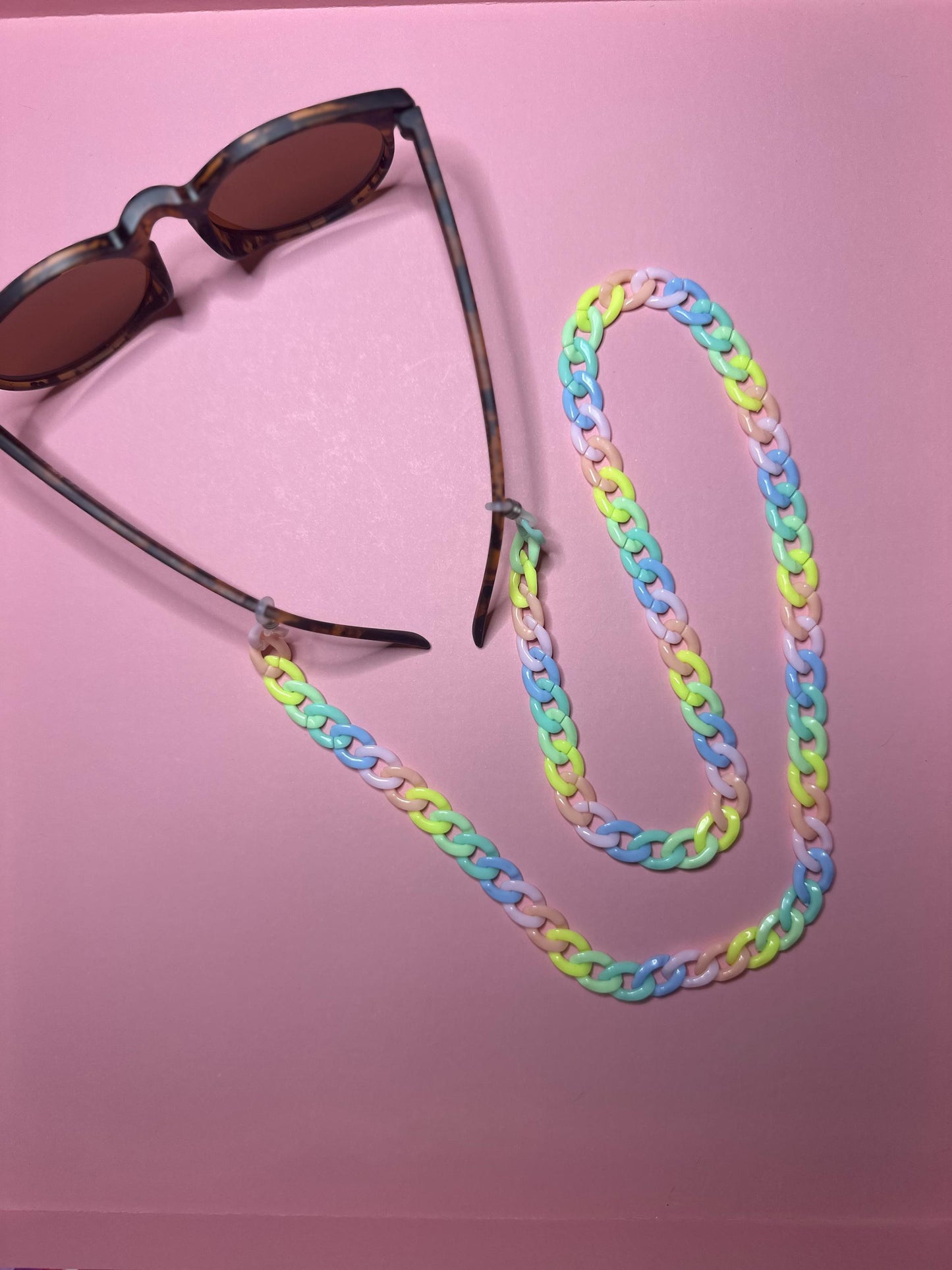 Rainbow Acrylic Glasses Chain: Chunky 30" Sunglasses Lanyard, 90s Y2k Maximalist Style