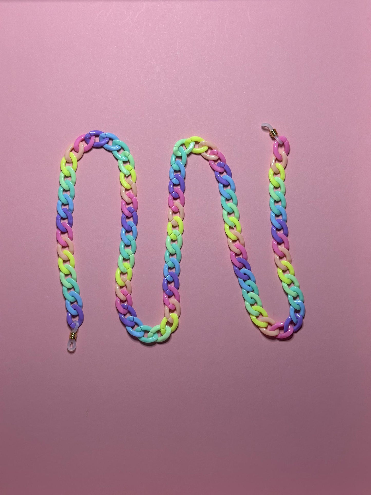 Rainbow Acrylic Glasses Chain: Chunky 30" Sunglasses Lanyard, 90s Y2k Maximalist Style