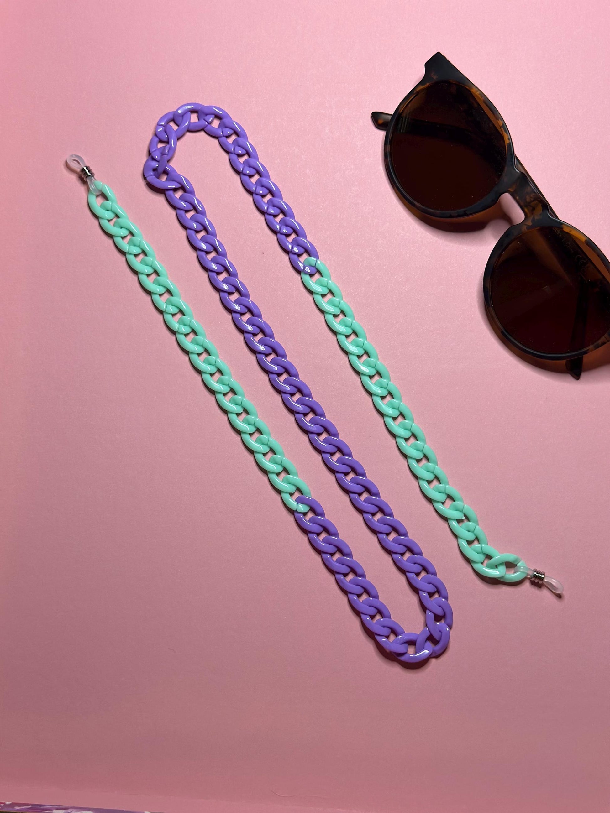Color Block Glasses Chain: Chunky Acrylic Sunglasses Lanyard, Maximalist Style, Summer Festival Wear