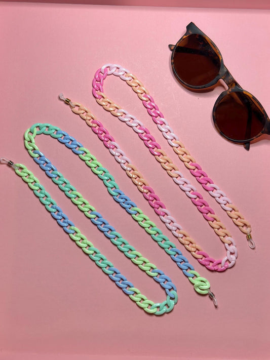 Ombré Acrylic Sunglasses Chain: Chunky Pastel Glasses Holder, Maximalist Style