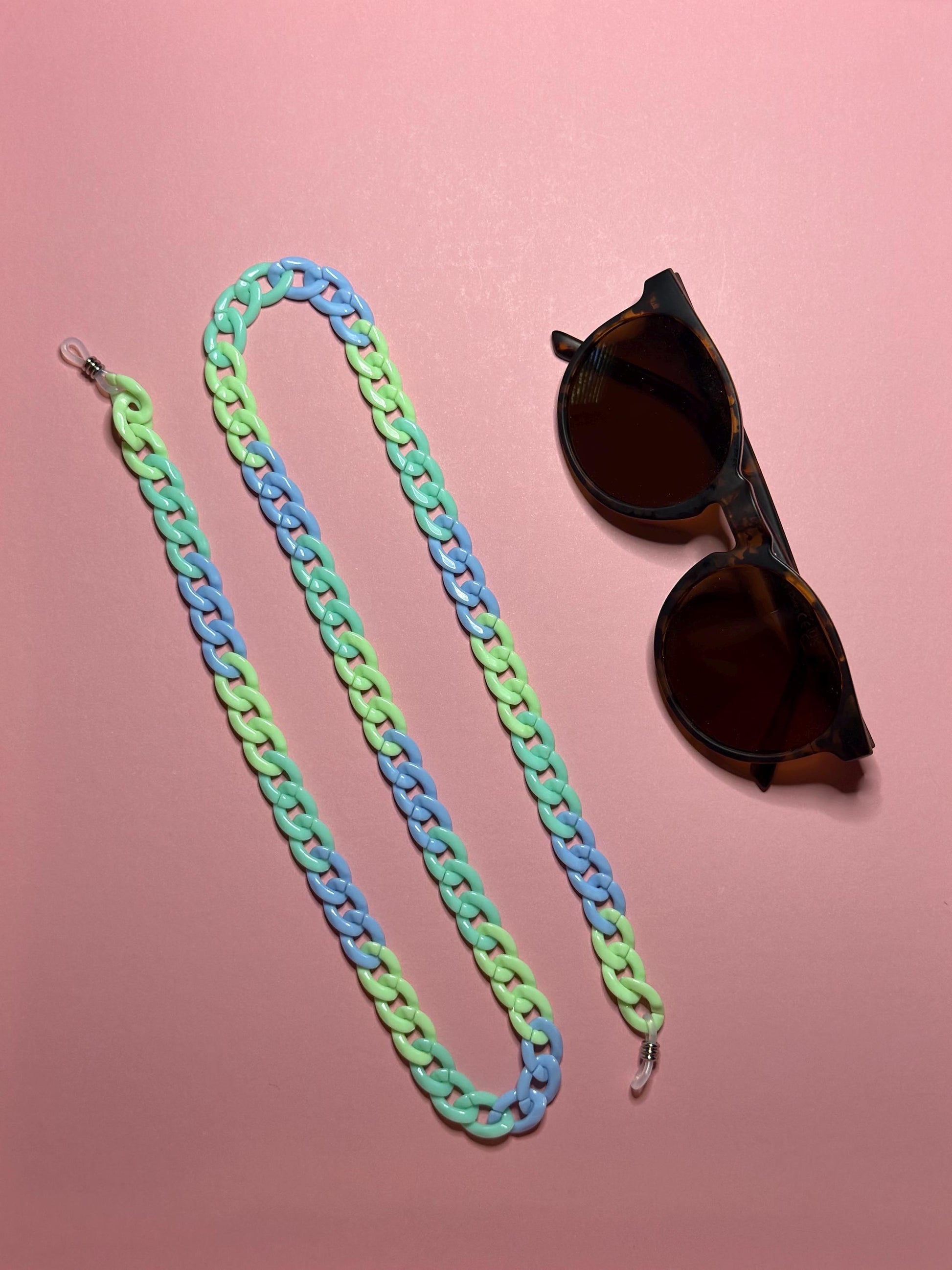Ombré Acrylic Sunglasses Chain: Chunky Pastel Glasses Holder, Maximalist Style