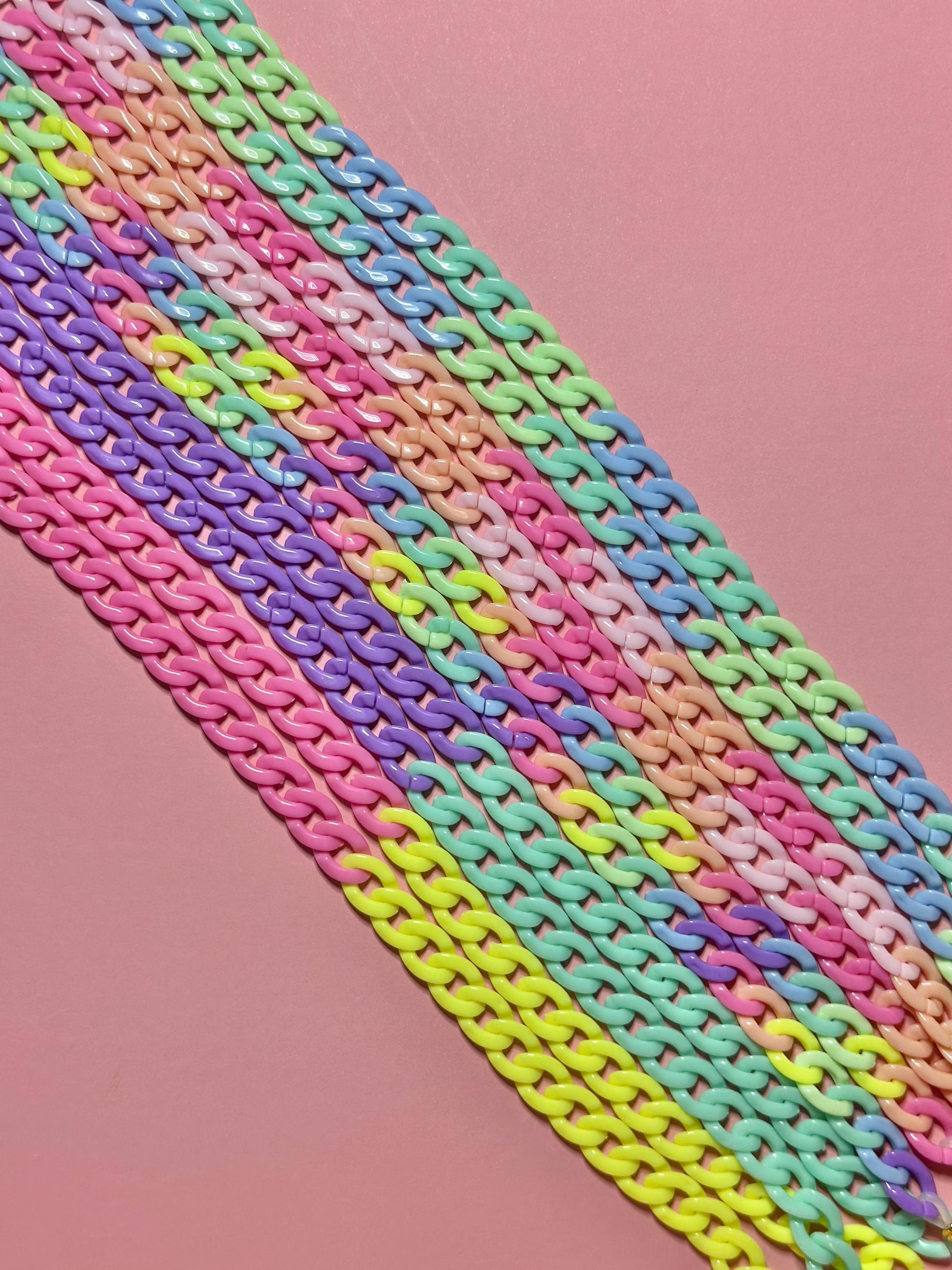 Rainbow Acrylic Glasses Chain: Chunky 30" Sunglasses Lanyard, 90s Y2k Maximalist Style