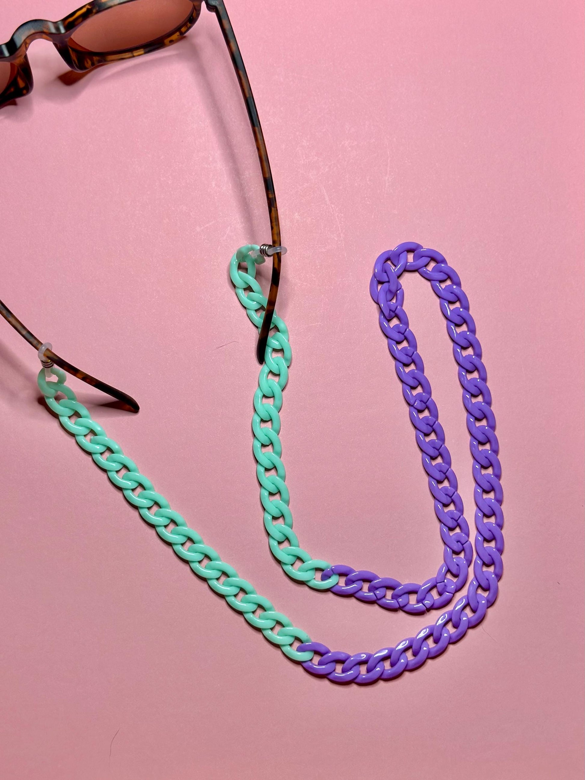 Color Block Glasses Chain: Chunky Acrylic Sunglasses Lanyard, Maximalist Style, Summer Festival Wear