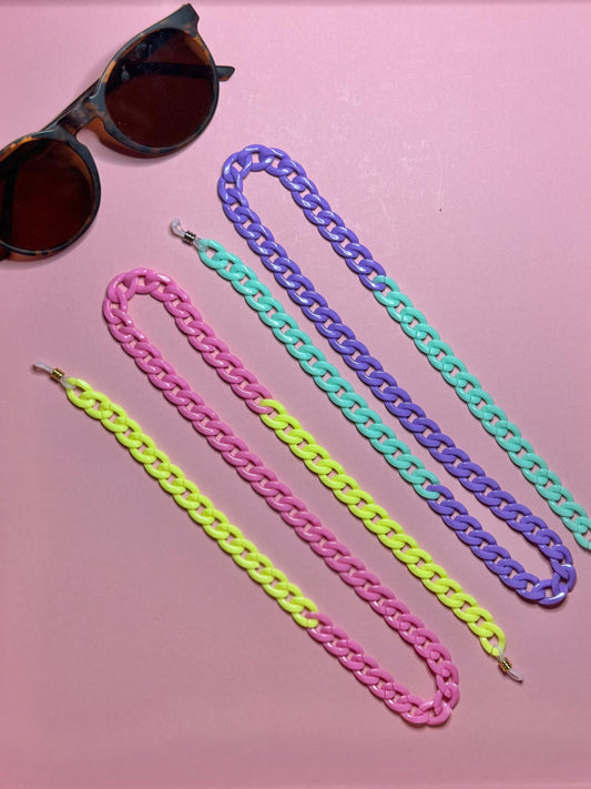 Color Block Glasses Chain: Chunky Acrylic Sunglasses Lanyard, Maximalist Style, Summer Festival Wear