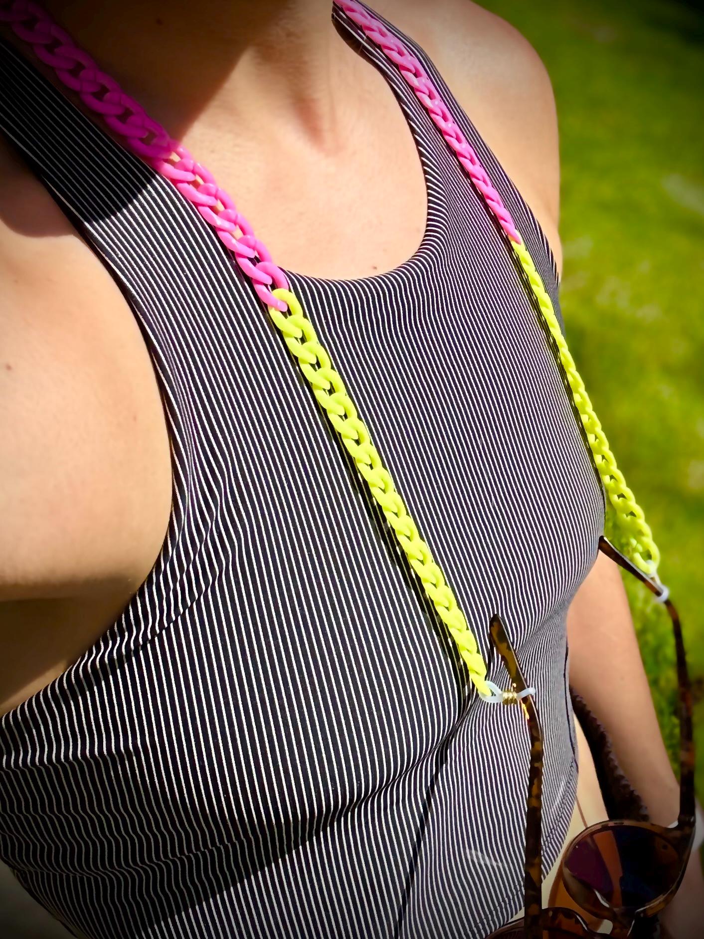 Color Block Glasses Chain: Chunky Acrylic Sunglasses Lanyard, Maximalist Style, Summer Festival Wear
