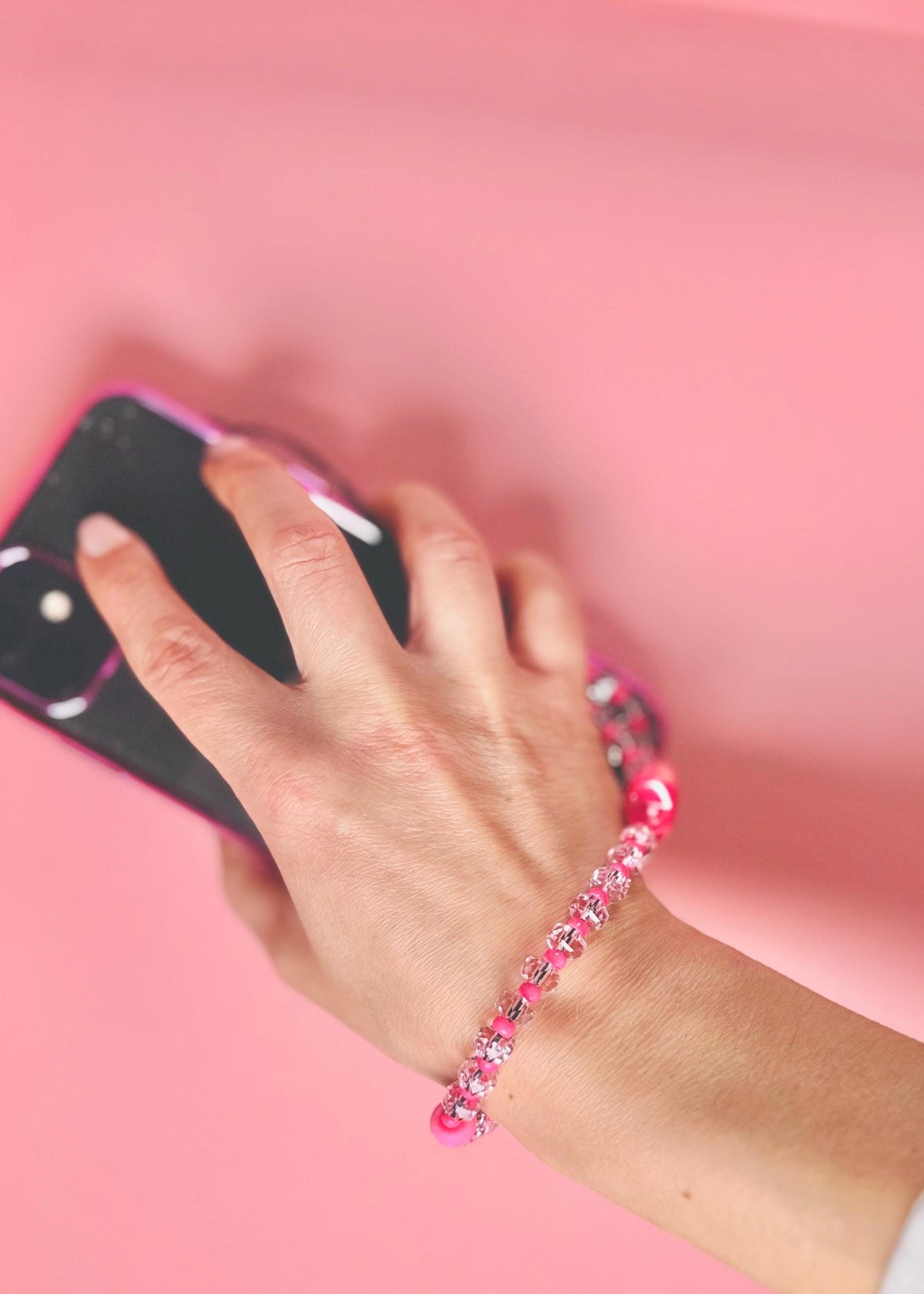 Beaded Celestial Phone Charm in Aqua, Pink, and Yellow. Star Cellphone Strap