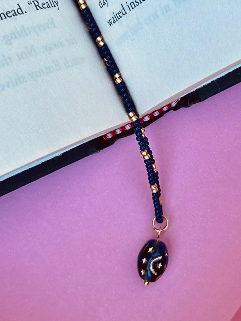 Witchy Beaded Bookmark with Celestial Star Charm Bead for Book Lovers and Avid Readers