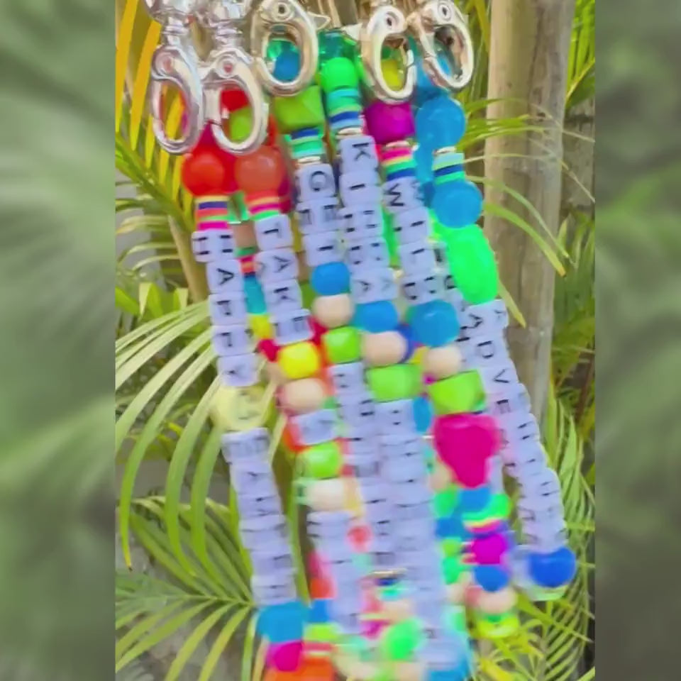 Beaded outdoorsy keychain | adventure purse charm | trendy y2k, 90s aesthetic | cute colorful accessory with gold clasp