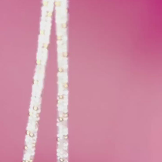 White and Gold Choker Rope Necklace handmade with Japanese Seed Beads